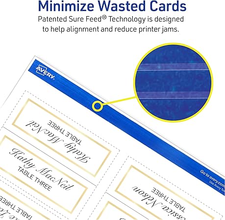 Avery Printable Place Cards – 150 Pack, White & Gold, 1-7/16" x 3-3/4" - Image 5