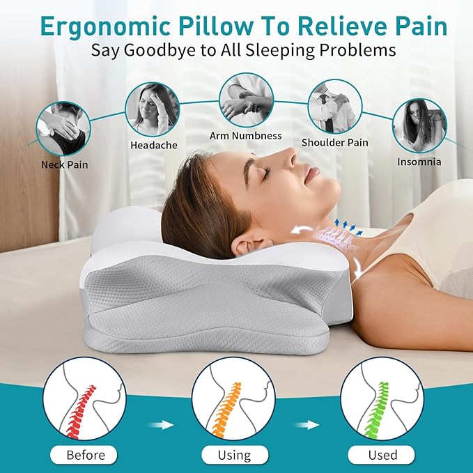 Cervical Neck Pillow – Ergonomic Memory Foam for Pain Relief & Support - Image 4