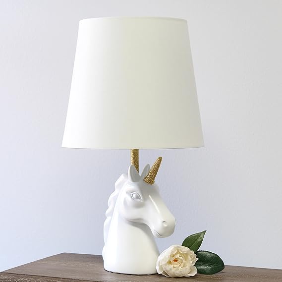 Simple Designs Glitter Unicorn Table Lamp β Gold & Matte White - Image 3