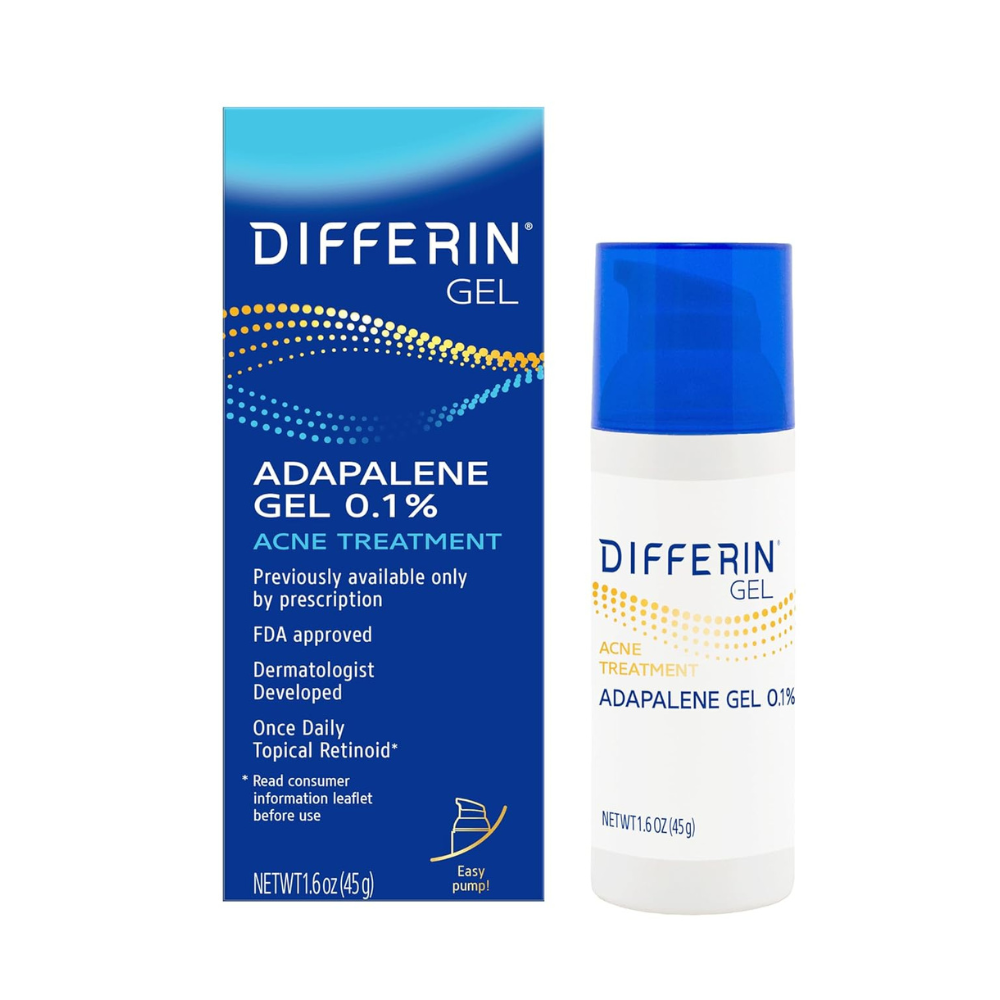 Differin Acne Treatment Gel, 90 Day Supply, Retinoid Treatment for Face with 0.1% Adapalene