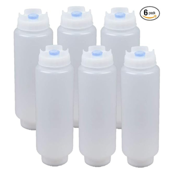 FIFO 16oz Refillable Squeeze Bottle – 6 Pack, No-Drip Dispenser