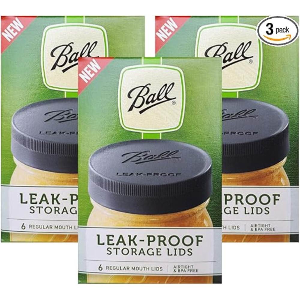 Ball Regular Mouth Leak-Proof Plastic Lids – 18-Pack