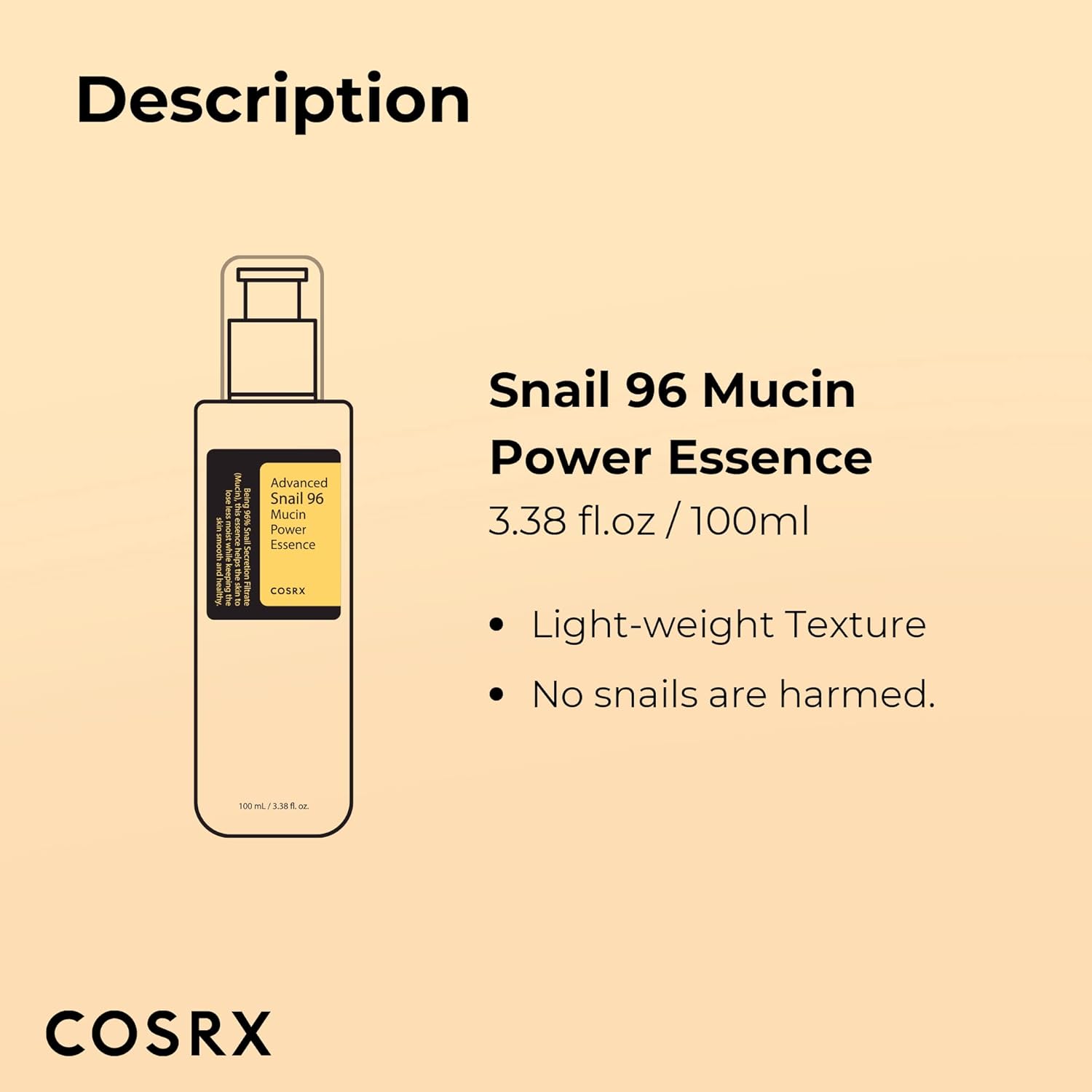 COSRX Snail Mucin 96% Power Repairing Essence 3.38 fl.oz 100ml, Korean Skin Care - Image 5