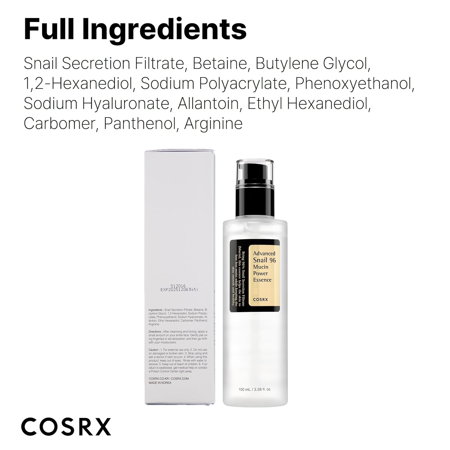 COSRX Snail Mucin 96% Power Repairing Essence 3.38 fl.oz 100ml, Korean Skin Care - Image 4